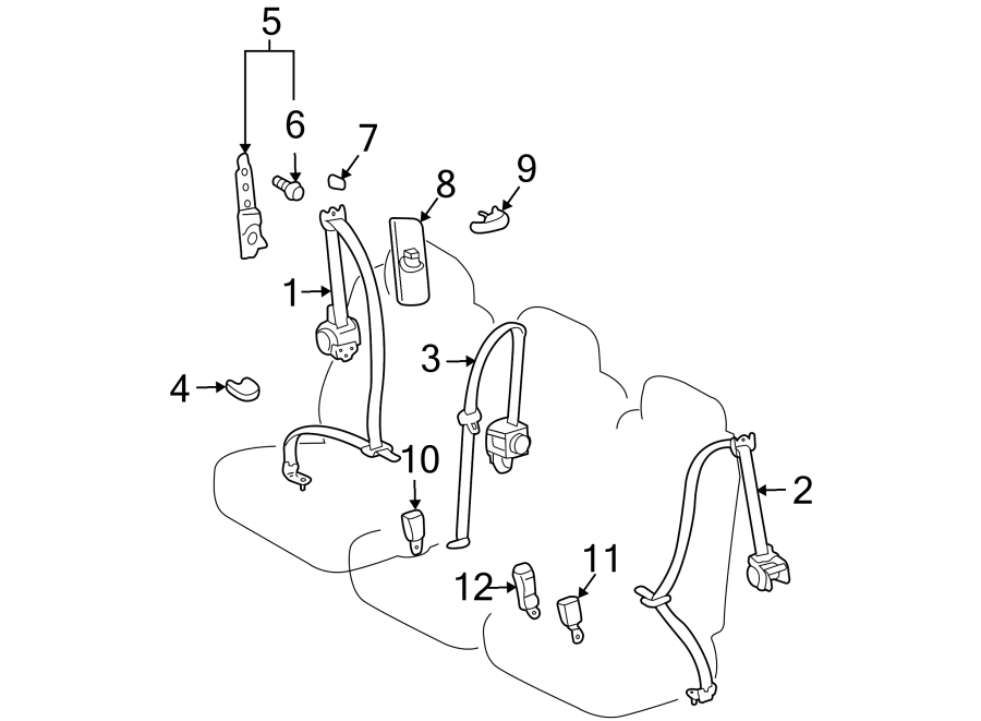 Toyota Sienna Seat Belt Receptacle (Rear). SECOND ROW SEAT, 8 PASSENGER ...